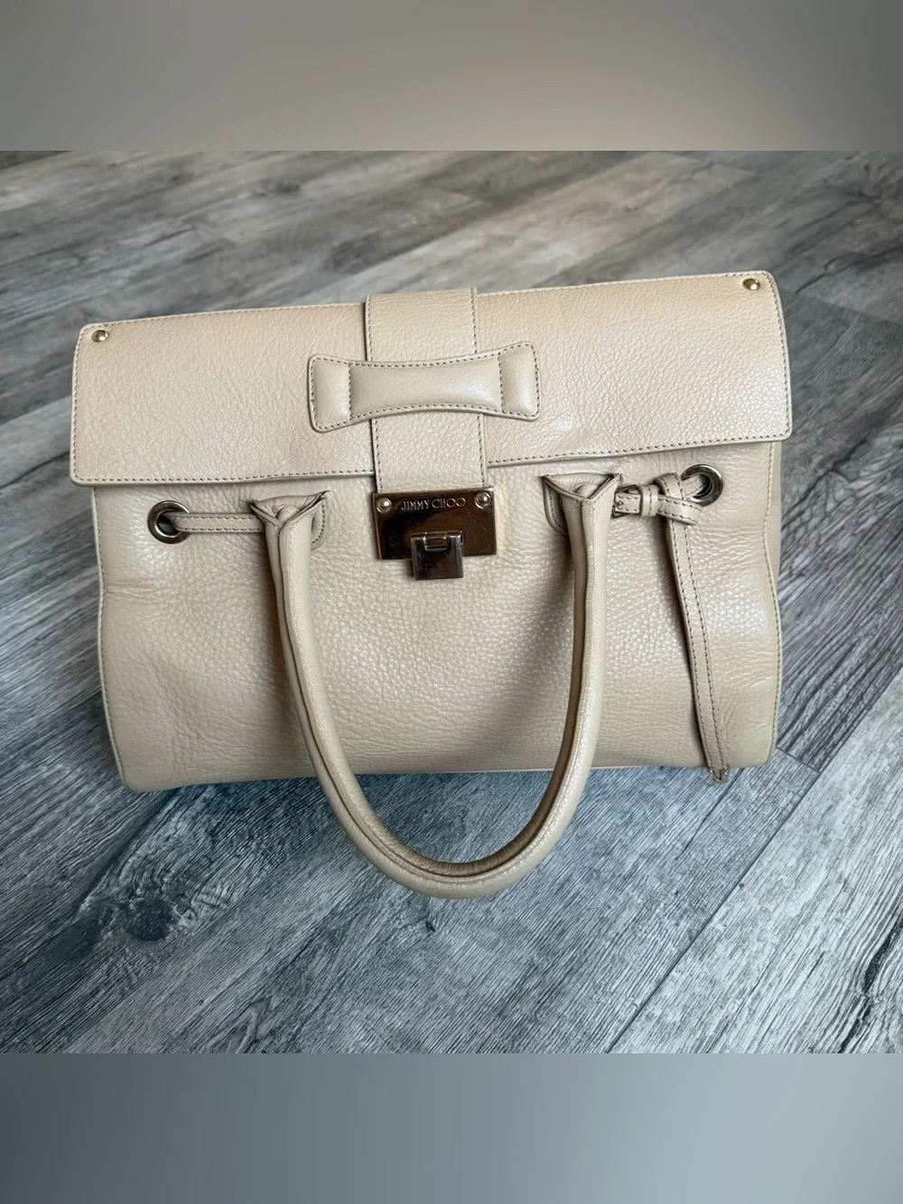 Jimmy Choo Rosalie Beige Leather Satchel Handbag – Missing Shoulder Strap